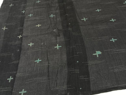 平和屋着物＊夏物　小紋　紗　抽象文　黒地　正絹　逸品　CABI3806xi