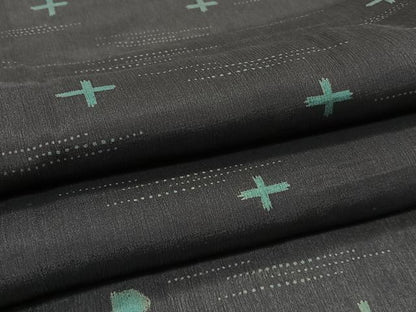 平和屋着物＊夏物　小紋　紗　抽象文　黒地　正絹　逸品　CABI3806xi