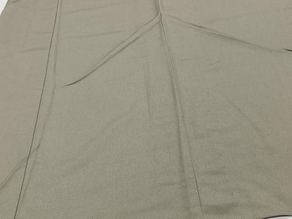 平和屋着物▽上質な色無地　単衣　利休色　お召縮緬　正絹　逸品　CABI3807xi