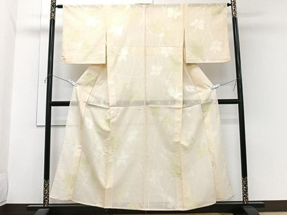 平和屋着物＊夏物　小紋　紗　枝花文　正絹　逸品　CABI3813xi