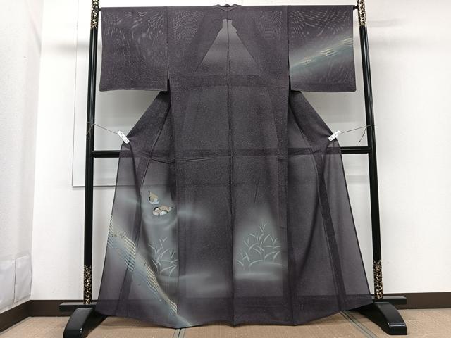 平和屋着物＊夏物　訪問着　絽　流水鴛鴦草文　暈し染め　金銀彩　正絹　逸品　CABI3818xi