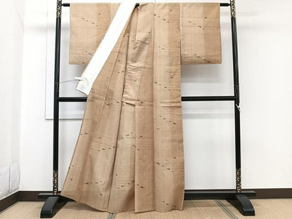 平和屋着物＊夏物　紗紬　間道幾何学文　正絹　逸品　CABI3819xi