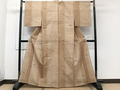 平和屋着物＊夏物　紗紬　間道幾何学文　正絹　逸品　CABI3819xi