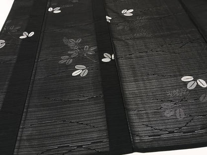 平和屋着物＊夏物　小紋　絽　萩花　黒地　正絹　逸品　CABI3820xi