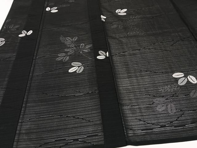 平和屋着物＊夏物　小紋　絽　萩花　黒地　正絹　逸品　CABI3820xi