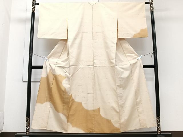 平和屋着物▽訪問着　単衣　紬地　霞文　正絹　逸品　CABI3821xi