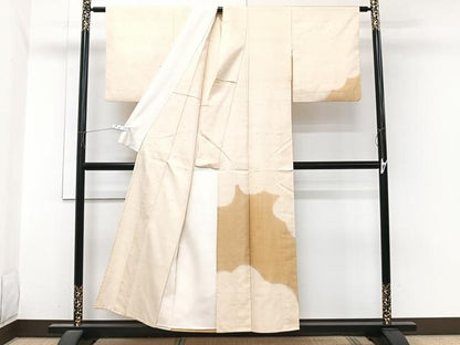 平和屋着物▽訪問着　単衣　紬地　霞文　正絹　逸品　CABI3821xi