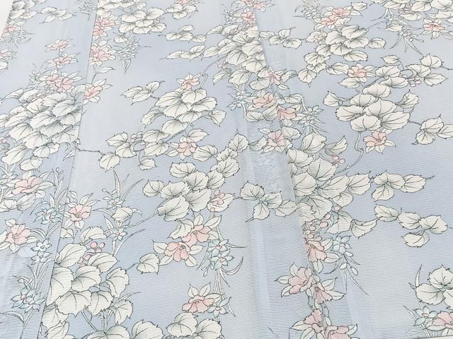 平和屋着物＊夏物　小紋　絽　草花文　洗える着物　CABI3822xi