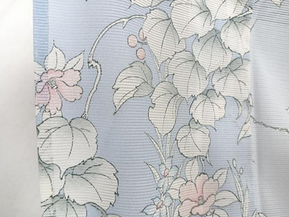 平和屋着物＊夏物　小紋　絽　草花文　洗える着物　CABI3822xi