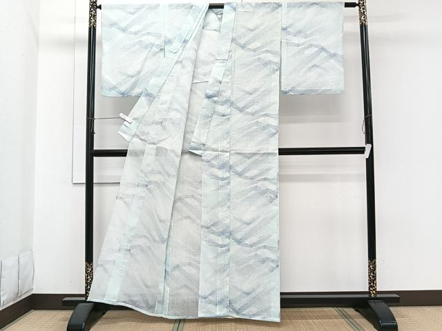 平和屋着物＊夏物　小紋　紗　松葉文　洗える着物　CABI3825xi