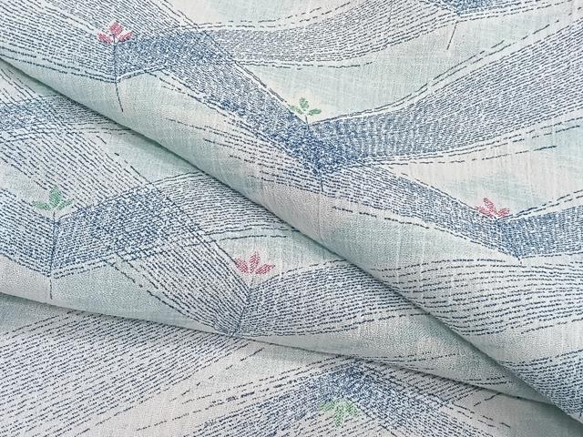 平和屋着物＊夏物　小紋　紗　松葉文　洗える着物　CABI3825xi