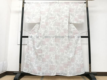 平和屋着物＊夏物　小紋　紗　更紗花唐草文　CABI3826xi