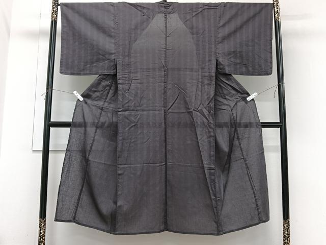平和屋着物∴夏物　男性　小紋・浴衣兼用　間道　源氏鼠色　綿　逸品　CABI3831xi