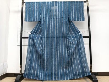 平和屋着物＊夏物　小紋　絽　間道花文　洗える着物　CABI3835xi