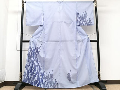 平和屋着物＊夏物　訪問着　絽　鶴　洗える着物　CABI3837xi
