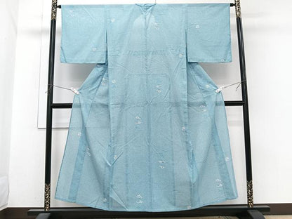 平和屋着物＊夏物　小紋　絽　扇花文　洗える着物　CABI3838xi