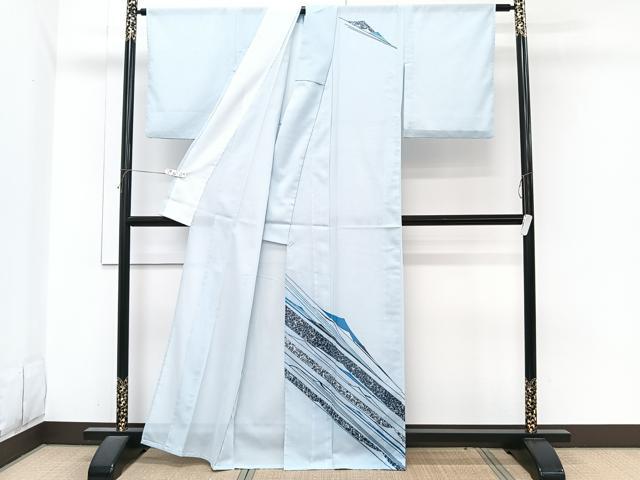 平和屋着物＊夏物　訪問着　絽　斜縞　洗える着物　CABI3839xi