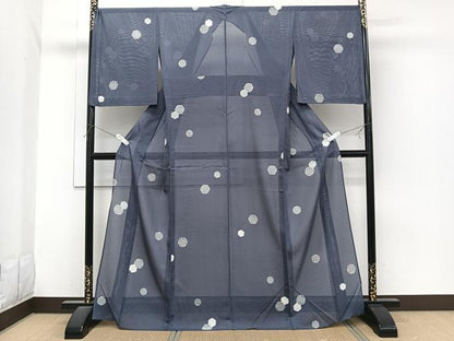 平和屋着物＊夏物　小紋　絽　雪輪鹿の子文　三越扱い　正絹　逸品　CABI3841xi