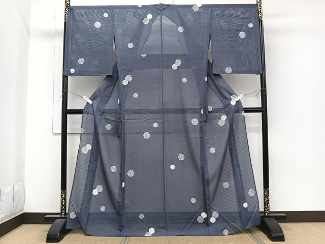 平和屋着物＊夏物　小紋　絽　雪輪鹿の子文　三越扱い　正絹　逸品　CABI3841xi
