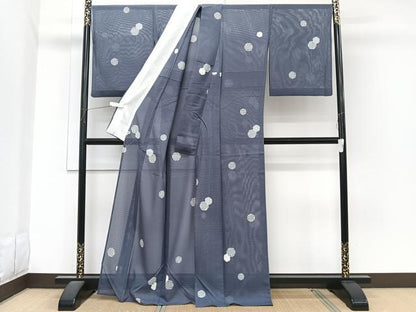 平和屋着物＊夏物　小紋　絽　雪輪鹿の子文　三越扱い　正絹　逸品　CABI3841xi