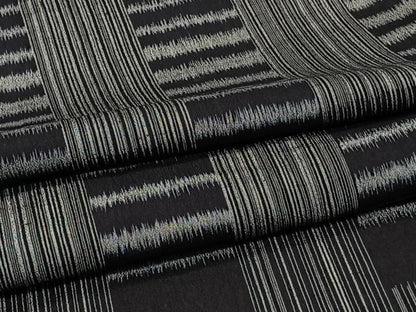 平和屋着物＊夏物　紗紬　幾何学文　黒地　正絹　逸品　未使用　CABI3844xi