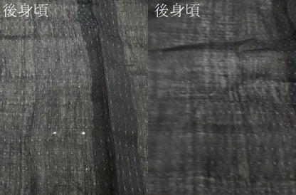 平和屋着物＊夏物　男性　小紋　紗　格子　黒地　CABI3848xi