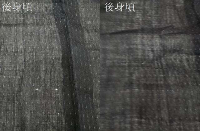 平和屋着物＊夏物　男性　小紋　紗　格子　黒地　CABI3848xi