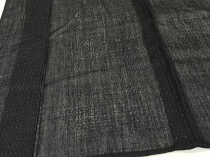 平和屋着物＊夏物　男性　小紋　紗　格子　黒地　CABI3848xi