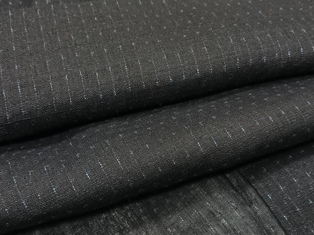 平和屋着物＊夏物　男性　小紋　紗　格子　黒地　CABI3848xi