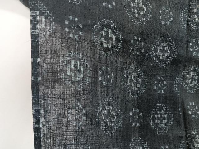 平和屋着物＊夏物　重要無形文化財　本場宮古上布　花菱文　黒地　苧麻　逸品　CABI3849xi