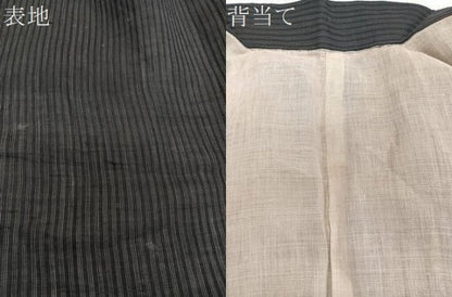 平和屋着物＊夏物　男性　上布　縞　黒地　麻　逸品　CABI3850xi