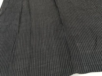 平和屋着物＊夏物　男性　上布　縞　黒地　麻　逸品　CABI3850xi