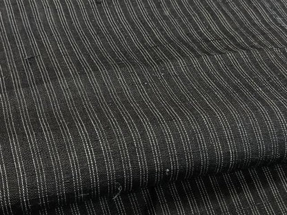 平和屋着物＊夏物　男性　上布　縞　黒地　麻　逸品　CABI3850xi