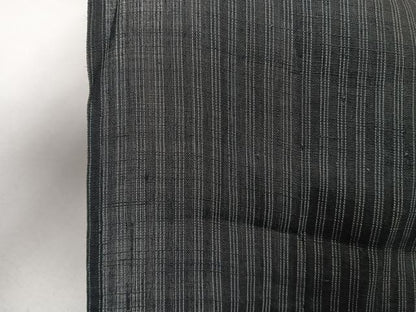 平和屋着物＊夏物　男性　上布　縞　黒地　麻　逸品　CABI3850xi