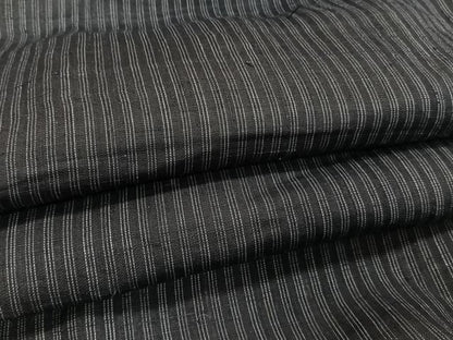 平和屋着物＊夏物　男性　上布　縞　黒地　麻　逸品　CABI3850xi