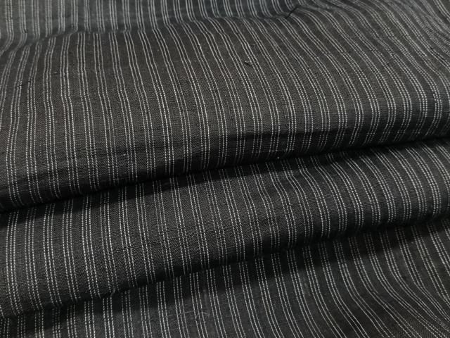 平和屋着物＊夏物　男性　上布　縞　黒地　麻　逸品　CABI3850xi