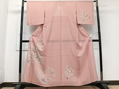 平和屋着物＊夏物　訪問着　絽　地紙草花文　正絹　逸品　CABI3851xi