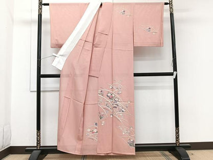 平和屋着物＊夏物　訪問着　絽　地紙草花文　正絹　逸品　CABI3851xi