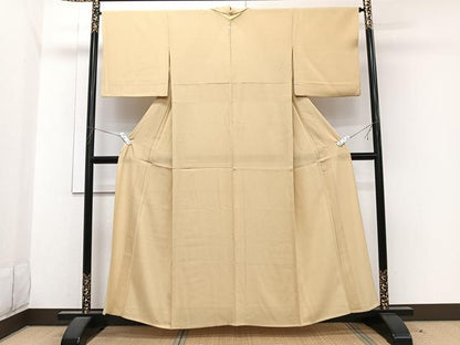 平和屋着物＊夏物　色無地　絽　蜂蜜色　正絹　逸品　CABI3852xi