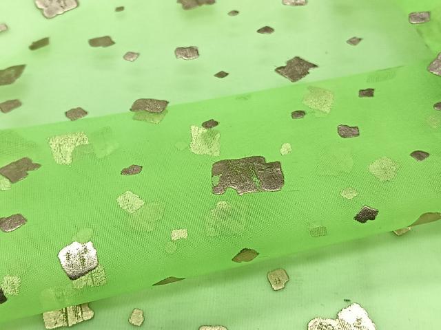 平和屋着物＊夏物　訪問着　紗　箔散らし文　金彩　オーガンジー　洗える着物　CABI3855xi