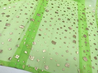 平和屋着物＊夏物　訪問着　紗　箔散らし文　金彩　オーガンジー　洗える着物　CABI3855xi
