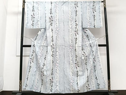 平和屋着物＊夏物　小紋　絽　枝垂れ花文　洗える着物　CABI3858xi