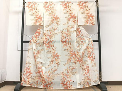 平和屋着物＊夏物　小紋　絽　草花文　洗える着物　CABI3862xi