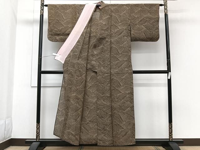 平和屋着物＊夏物　本場小千谷縮　紗　波文　麻　逸品　CABI3866xi