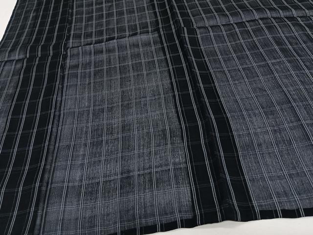 平和屋着物＊夏物　お召　紗　格子　正絹　逸品　CABI3867xi