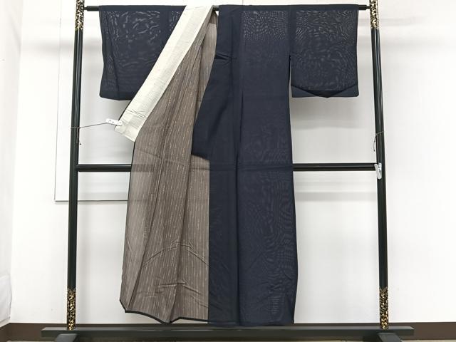 平和屋着物＊夏物　色無地　絽　紫黒色　正絹　逸品　CABI3869xi