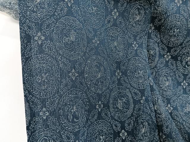 平和屋着物＊夏物　お召　鳳凰丸菱文　正絹　逸品　CABI3870xi
