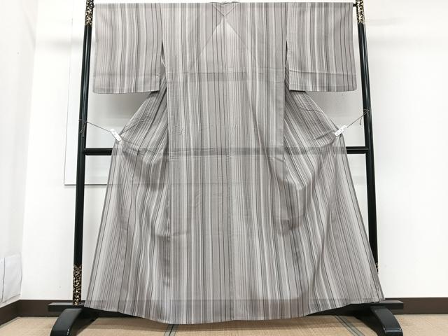 平和屋着物＊夏物　小紋　縦絽　縞　正絹　逸品　CABI3871xi