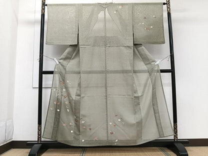 平和屋着物＊夏物　訪問着　縦絽　こぼれ松花文　金彩　正絹　逸品　CABI3872xi