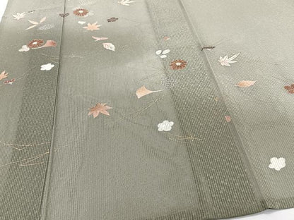 平和屋着物＊夏物　訪問着　縦絽　こぼれ松花文　金彩　正絹　逸品　CABI3872xi